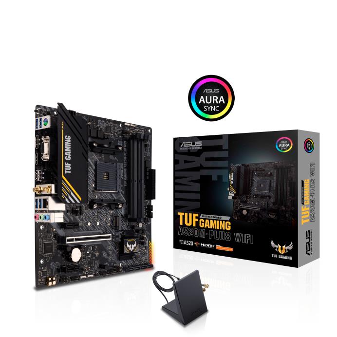 Mainboard ASUS AMD A520 SAM4 Micro-ATX Memory DDR4 Memory slots 4 2xPCI-Express 3.0 1x 1xPCI-Express 3.0 16x 1xM.2 1x15pin D-sub 1xHDMI 1xDisplayPort 2xUSB 2.0 4xUSB 3.2 1xPS 2 1xRJ45 3xAudio port TUFGAMA520M-PLUSWIFI