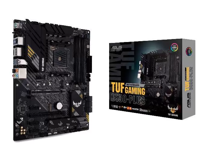 Mainboard ASUS AMD B550 SAM4 ATX 3xPCI-Express 3 0 1x 1xPCI-Express 3 0 16x 2xM 2 1xPCI-Express 4 0 16x Memory DDR4 Memory slots 4 1xHDMI 1xDisplayPort 1xUSB type C 5xUSB 3 2 1xOptical S PDIF 1xRJ45 5xAudio port TUFGAMINGB550-PLUS