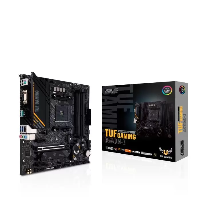Mainboard ASUS AMD B550 SAM4 MicroATX Memory DDR4 Memory slots 4 2xPCI-Express 3 0 1x 1xPCI-Express 3 0 16x 1xPCI-Express 4 0 16x 2xM 2 1x15pin D-sub 1xHDMI 1xDisplayPort 2xAudio-In 1xAudio-Out 2xUSB 2 0 4xUSB 3 2 1xPS 2 1xRJ45 TUFGAMINGB550M-E