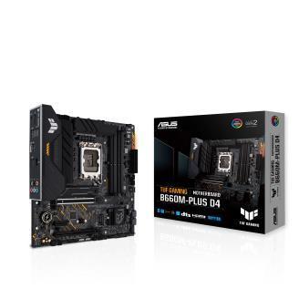 Mainboard ASUS Intel B660 LGA1700 MicroATX Memory DDR4 Memory slots 2 1xPCI-Express 3.0 16x 1xPCI-Express 4.0 1x 1xPCI-Express 5.0 16x 2xM.2 1xHDMI 1xDisplayPort 2xUSB 2.0 5xUSB 3.2 1xUSB-C 1xOptical S PDIF 1xRJ45 5xAudio port TUFGAMINGB660M-PLUSD4