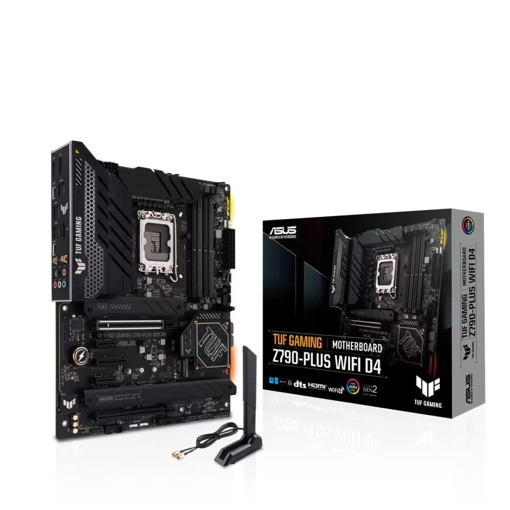 Mainboard ASUS Intel Z790 LGA1700 ATX Memory DDR4 Memory slots 4 2xPCI-Express 3.0 1x 1xPCI-Express 4.0 4x	 1xPCI-Express 4.0 16x 1xPCI-Express 5.0 16x 4xM.2 1xHDMI 1xDisplayPort 6xUSB 3.2 2xUSB-C 1xOptical S PDIF 1xRJ45 5xAudio port TUFGAMZ790-PLUSWIFID4