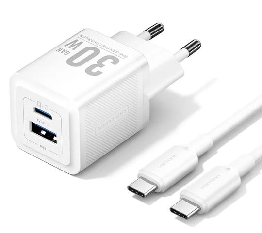 MOBILE CHARGER WALL USB  CABLE 30W 2P TZ-FEQW0-EU-01 VENTION