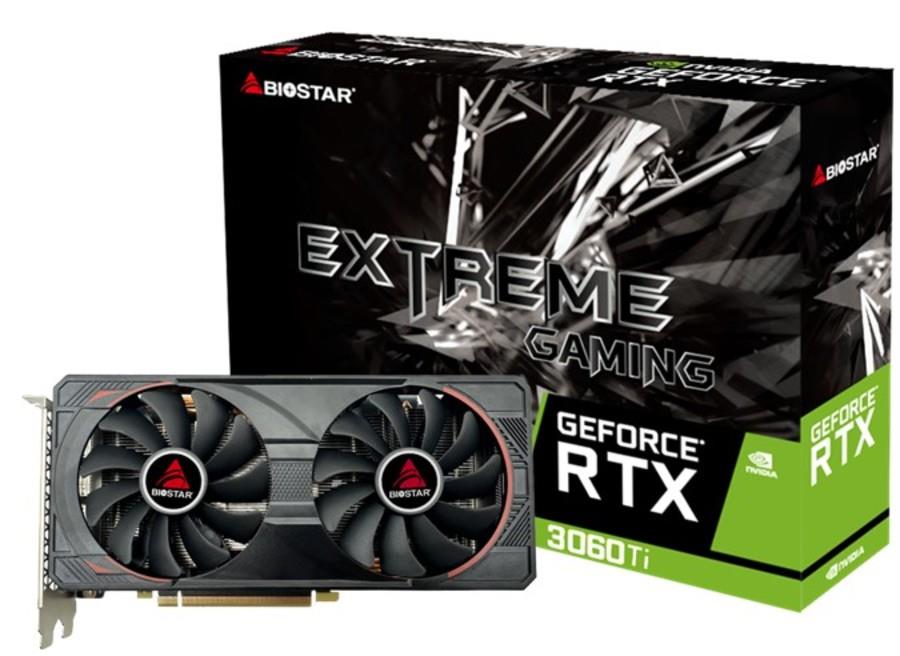 Graphics Card BIOSTAR NVIDIA GeForce RTX 3060 Ti 8 GB GDDR6 256 bit PCIE 4 0 16x GPU 1410 MHz Dual Slot Fansink 1xHDMI 3xDisplayPort VN3606TM82