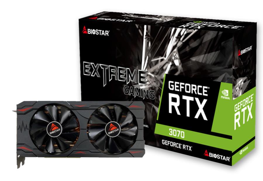 Graphics Card BIOSTAR NVIDIA GeForce RTX 3070 8 GB GDDR6 256 bit PCIE 4 0 16x GPU 1500 MHz Dual Slot Fansink 1xHDMI 3xDisplayPort VN3706RM82