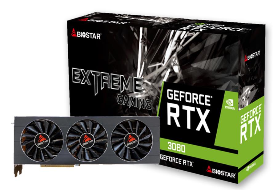 Graphics Card BIOSTAR NVIDIA GeForce RTX 3080 10 GB GDDR6 320 bit PCIE 4.0 16x Memory 1188 MHz GPU 1440 MHz Dual Slot Fansink 1xHDMI 3xDisplayPort VN3806RMT3