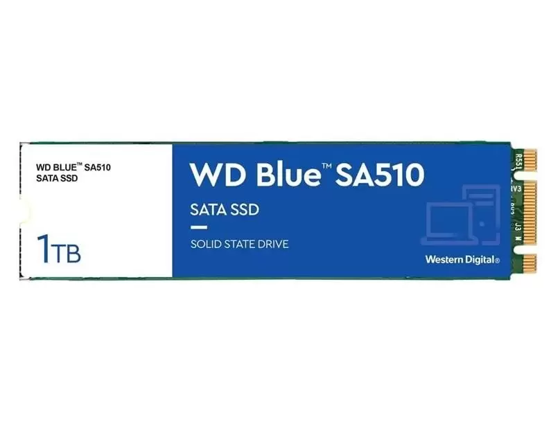 SSD WESTERN DIGITAL Blue SA510 1TB M 2 SATA 3 0 Write speed 520 MBytes sec Read speed 560 MBytes sec 2 38mm TBW 400 TB MTBF 1750000 hours WDS100T3B0B