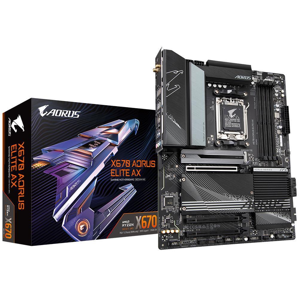 Mainboard GIGABYTE AMD X670 SAM5 ATX Memory DDR5 Memory slots 4 1xPCI-Express 3 0 16x 1xPCI-Express 4 0 16x 4xM 2 1xHDMI 4xUSB 2 0 8xUSB 3 2 1xUSB-C 1xRJ45 3xAudio port X670AORUSELITEAX1 3