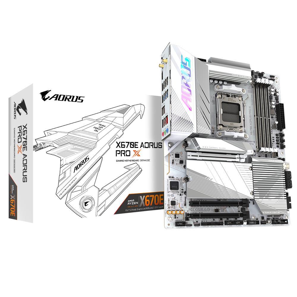 Mainboard GIGABYTE AMD X670 SAM5 ATX Memory DDR5 Memory slots 4 2xPCI-Express 3 0 16x 1xPCI-Express 5 0 16x 4xM 2 1xHDMI 4xUSB 2 0 7xUSB 3 2 1xUSB-C 1xRJ45 3xAudio port X670EAORUSPROX
