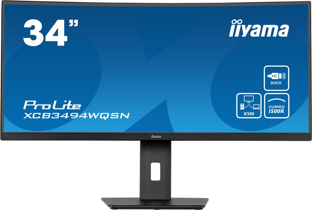 LCD Monitor IIYAMA XCB3494WQSN-B5 34   Curved 21   9 Panel VA 3440x1440 21 9 Matte 0 4 ms Speakers Swivel Height adjustable Tilt Colour Black XCB3494WQSN-B5