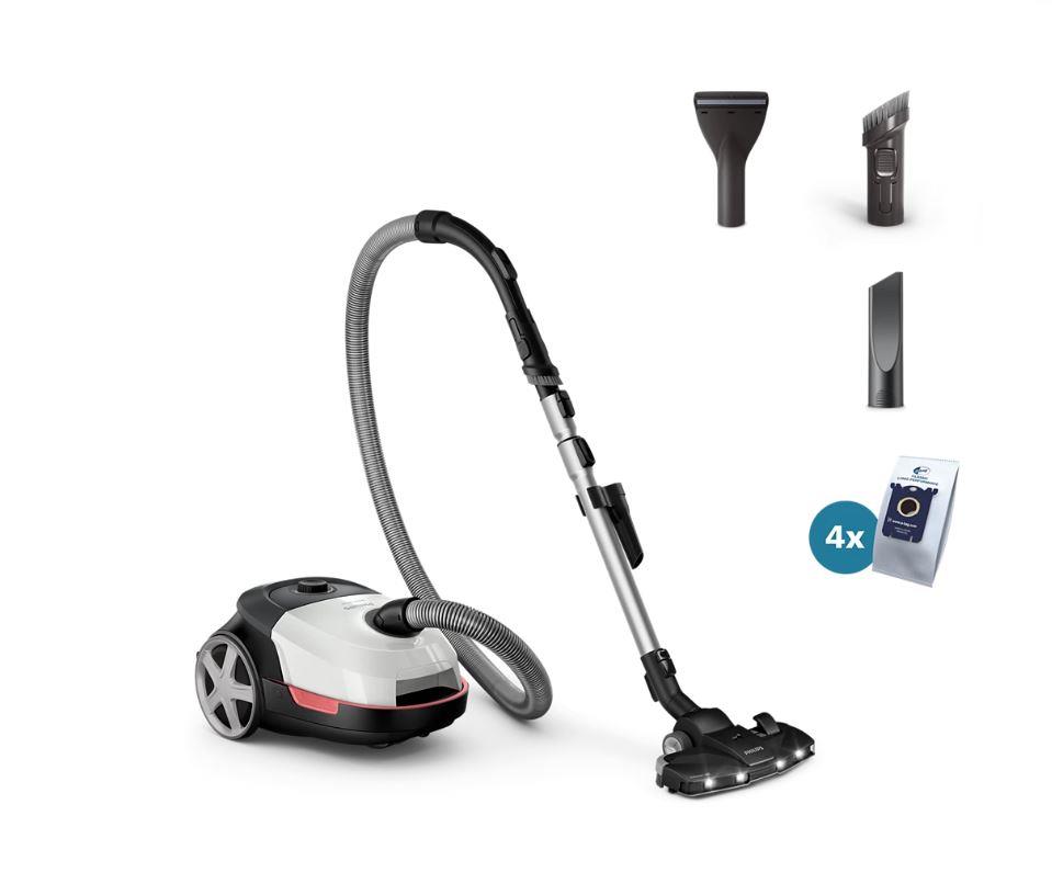 Vacuum Cleaner PHILIPS Bagged 900 Watts Capacity 4 l Noise 77 dB White Weight 4 6 kg XD6122 12