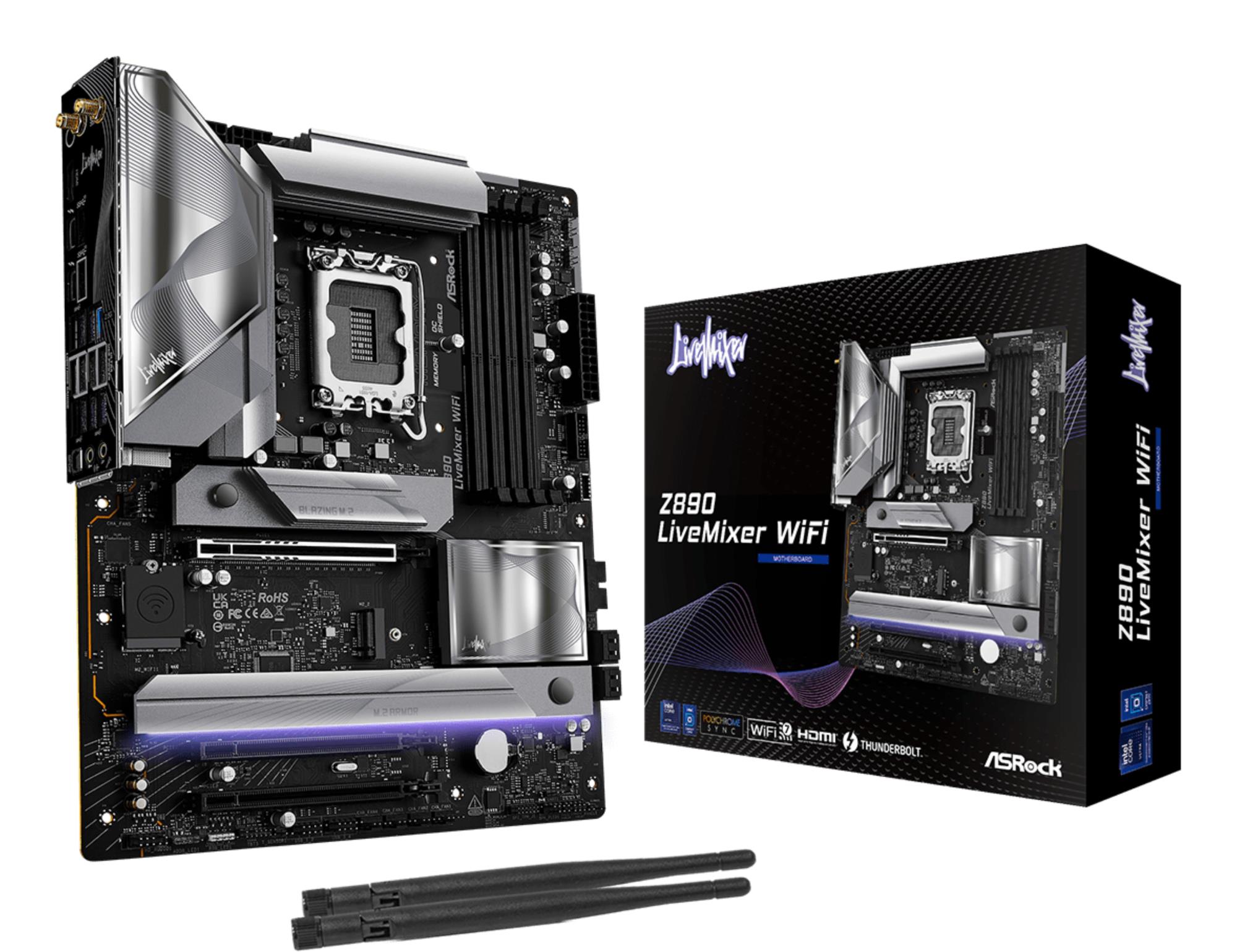 Mainboard ASROCK Intel Z890 LGA 1851  Socket V1  ATX RAM DDR5-SDRAM 4xSlots Wi-Fi Yes Bluetooth Yes Z890LIVEMIXERWIFI