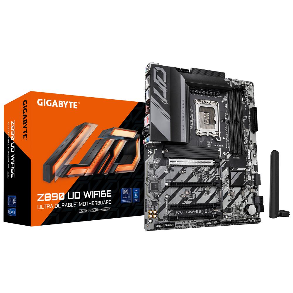 Mainboard GIGABYTE Intel Z890 LGA1851 ATX Memory DDR5 Memory slots 4 1xPCI-Express 4 0 1x 2xPCI-Express 4 0 4x  1xPCI-Express 5 0 16x 3xM 2 1xDisplayPort 4xUSB 2 0 5xUSB 3 2 1xUSB-C 1xPS 2 1xRJ45 3xAudio port Z890UDWIFI6E